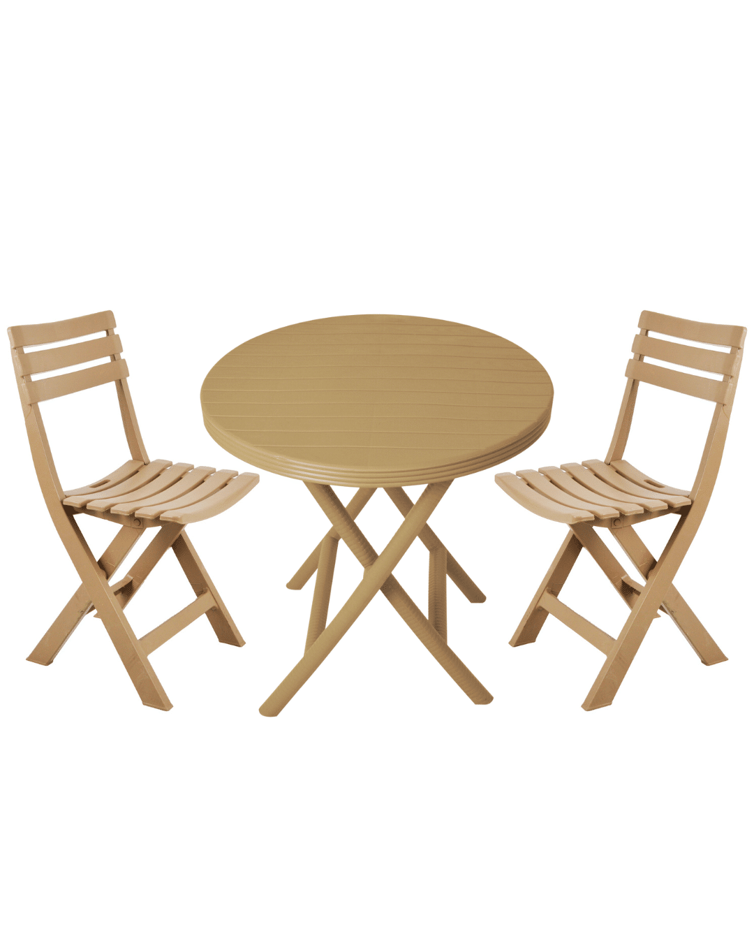 Traveling set of 2 chairs and round table