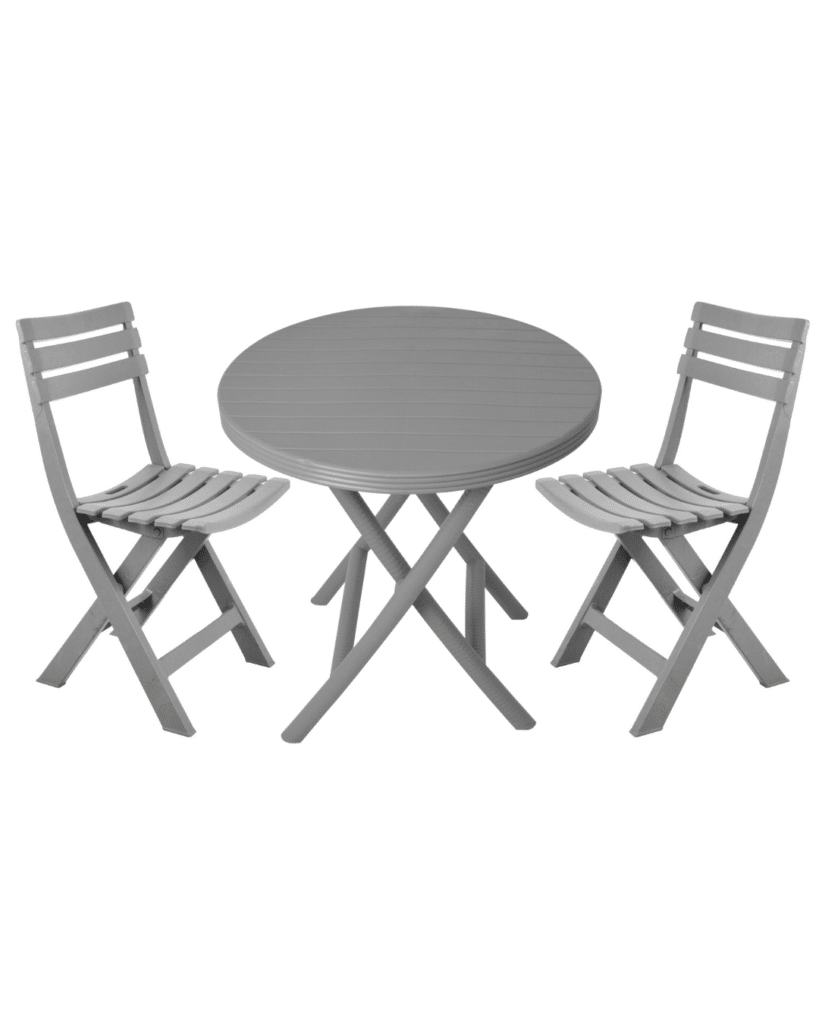 Traveling set of 2 chairs and round table