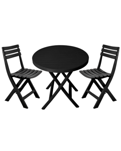 Traveling set of 2 chairs and round table